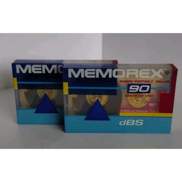 2 Memorex dBS 90 Minutes Audio Cassette Blank Tape Normal Position I ~ NEW - Picture 1 of 4